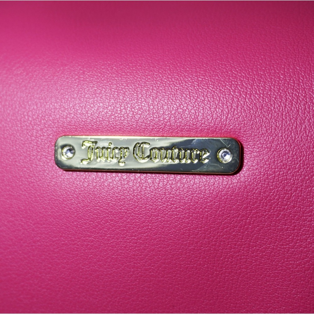 Juicy Couture Pink Velour Faux Leather Barbiecore Hand Bag Gold Trim w/ J Charm - Picture 2 of 10